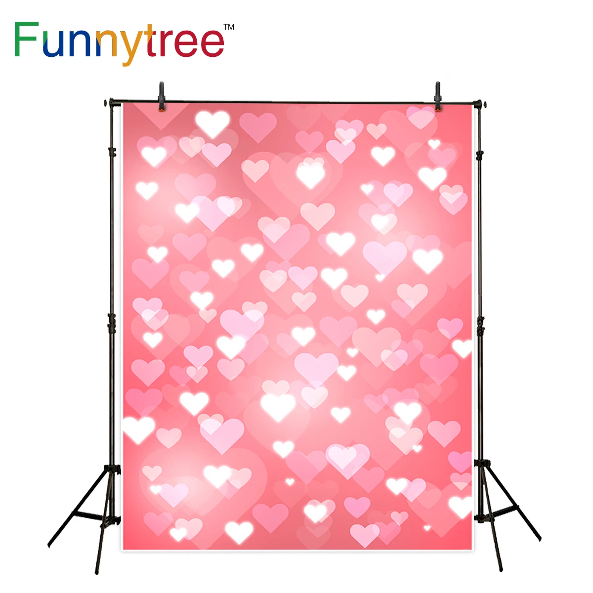 

Funnytree photography background pink hearts glitter bokeh baby shower backdrop photo studio photobooth professional