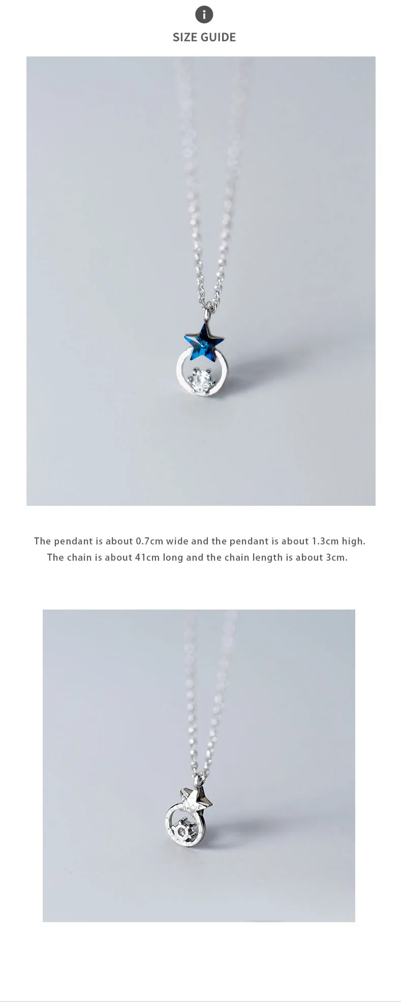 Лидер продаж S925 стерлингового серебра творческих голубой циркон Звезда лунные Подвески Цепочки и ожерелья