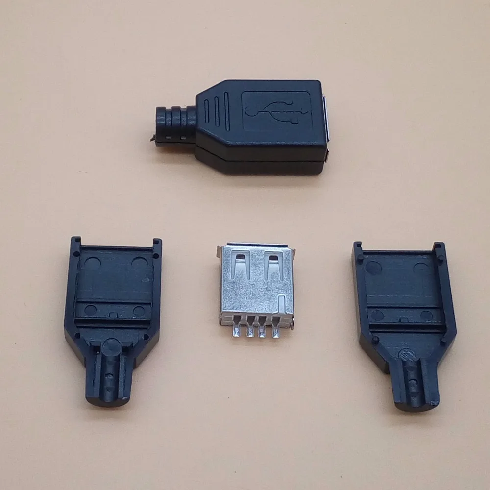 10 комплектов в партии гнездовой Переходник USB 2 0 типа А сборе разъем черный