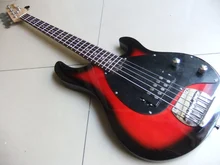 Free Shipping Musicman 5 string electric bass guitar in red 110405