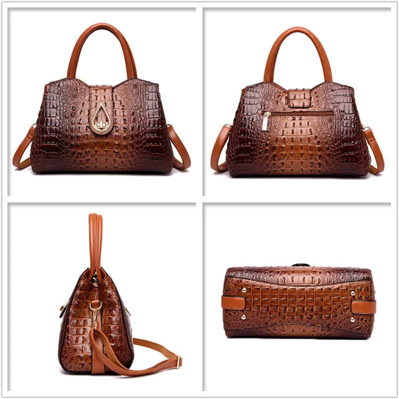 Beste FLYONE Vintage Mode Krokodil Lederen Luxe Handtassen Vrouwen Tassen Designer Vrouwelijke Schoudertas Dames Bolsas Feminina
