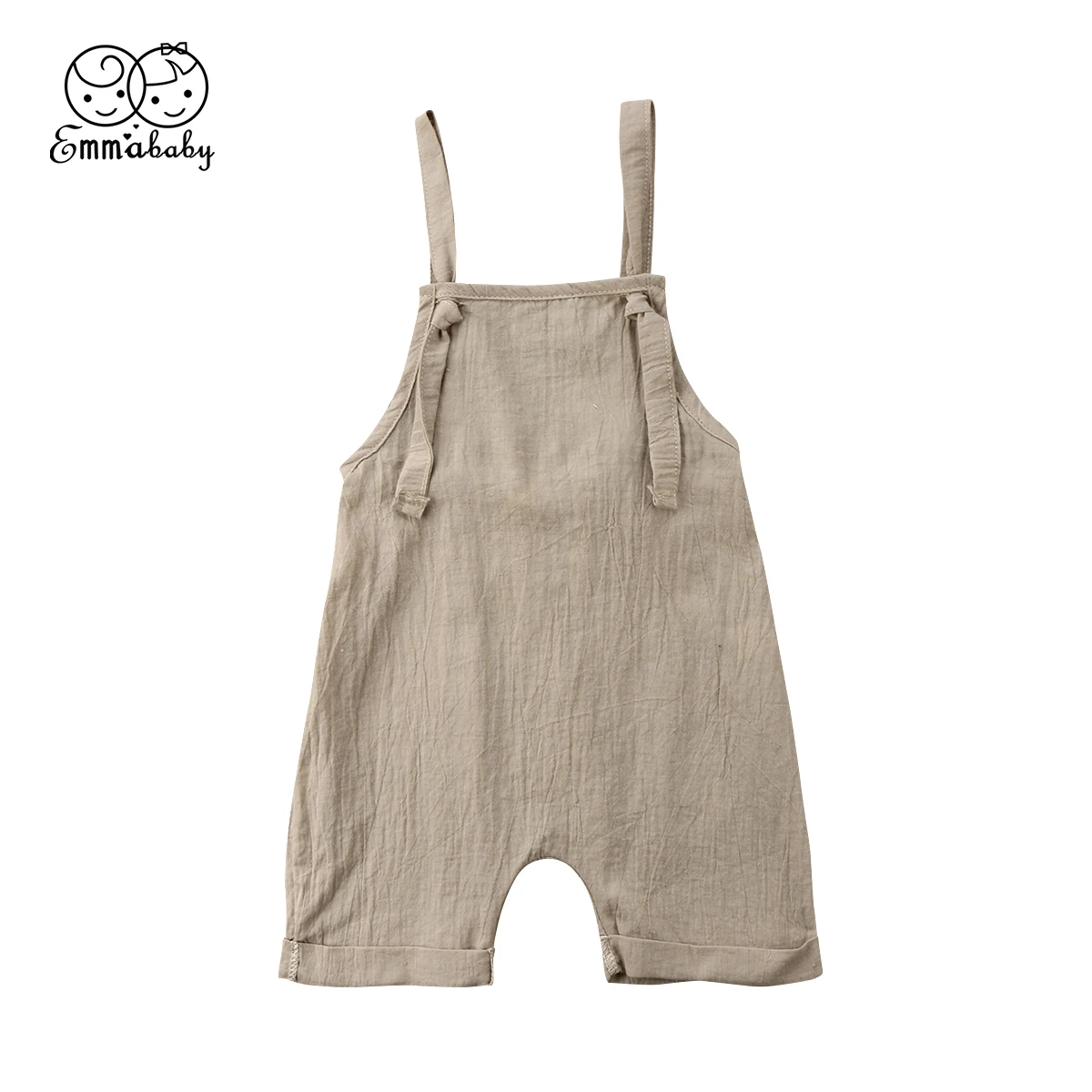 Emmababy Toddler Kids Boy Girl Solid Khaki One Piece Romper Jumpsuit