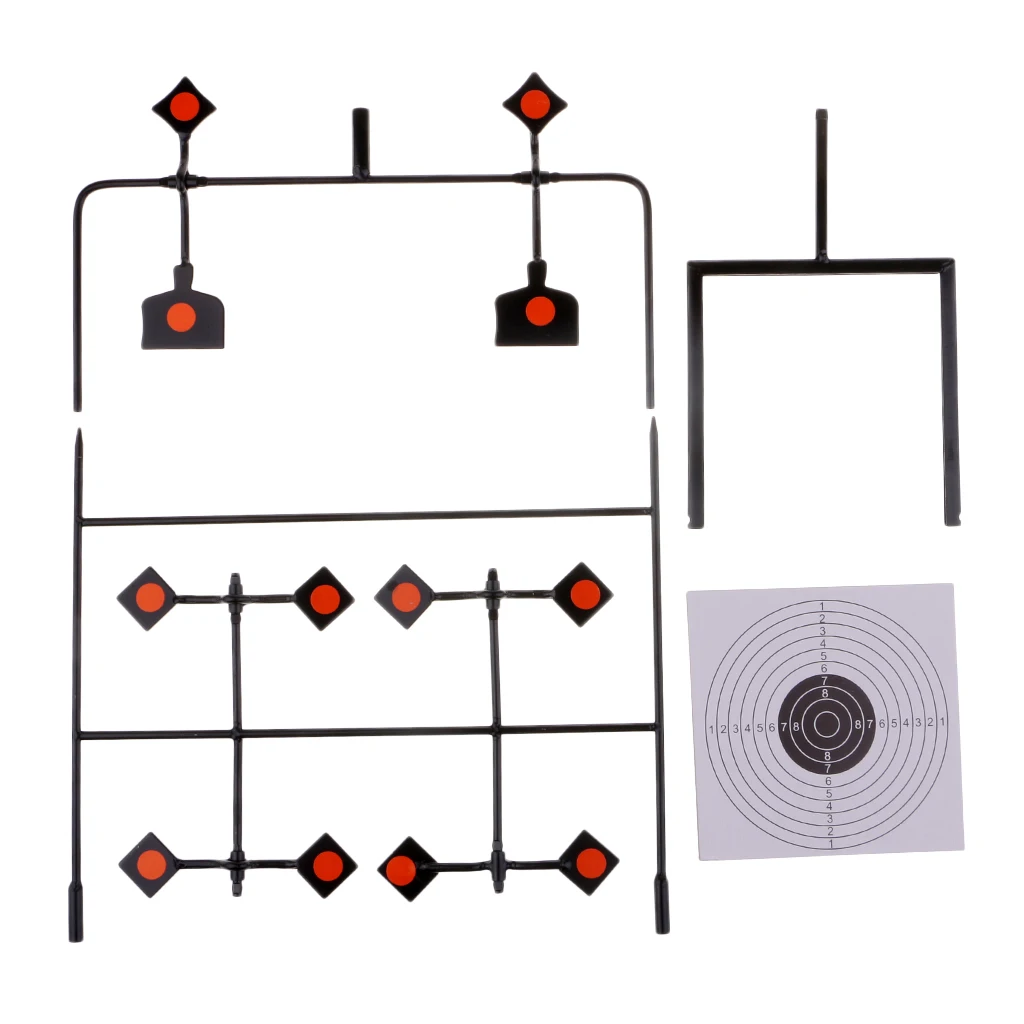 12-Plates Reset Shooting Target Spinner Target Metal Steel Auto Reset Target + 20 Paper Targets