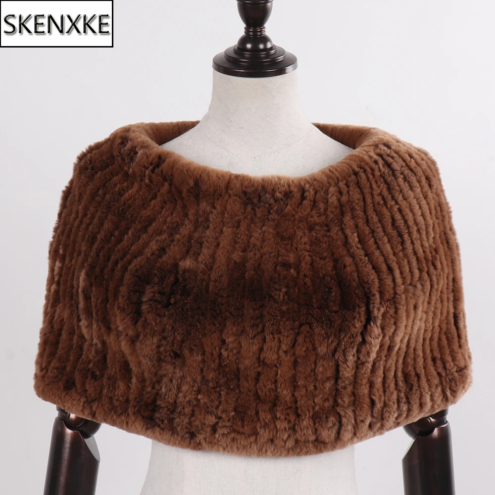 New Lady Winter 100% Natural Rex Rabbit Fur Shawls Scarves Women Warm Knitted Real Pashmina Fashion Genuine Scarf Poncho |