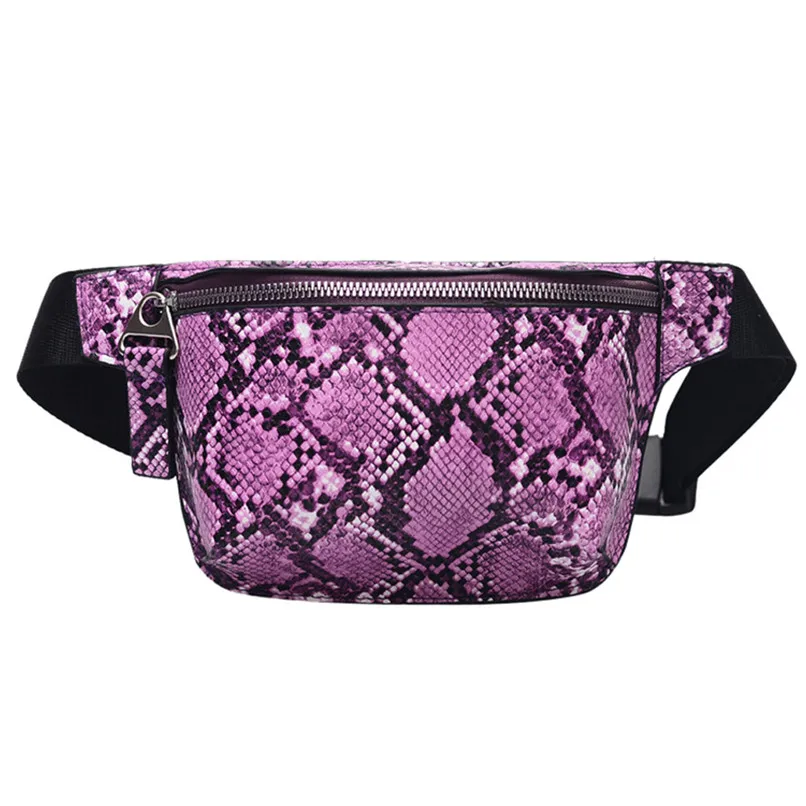Женская поясная сумка змеиная поясная сумка из искусственной кожи Модная поясная сумка со змеиным принтом нагрудные сумки высокого качества женские поясные сумки#15 - Цвет: Фиолетовый