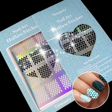 12 наконечников/лист рыбья чешуя винил для ногтей неправильный треугольный узор сетка простое использование кончики для маникюра трафарет для ногтей полый стикер