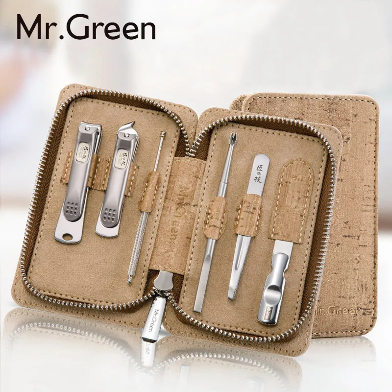 

MR.GREEN6in1 Manicure Set ProfessionalStainless steel Tools Nail Clipper file Grooming Kit Ear pick Nail Care Set Tweezer Knife