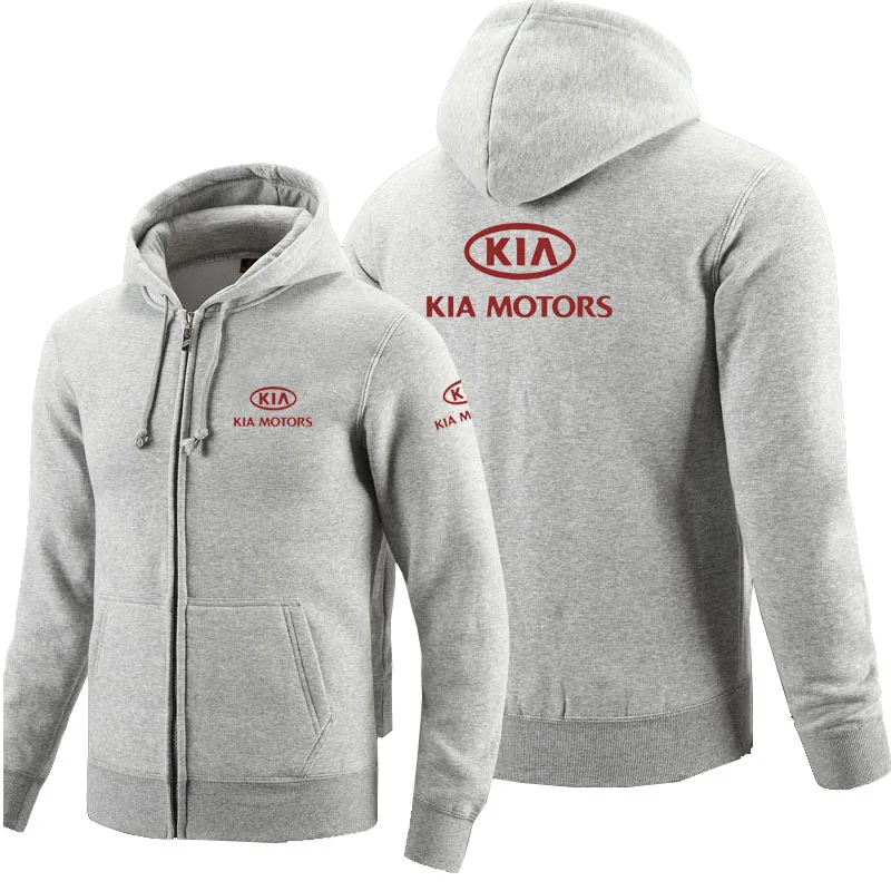 Толстовка с капюшоном на молнии логотип KIA толстовка флисовая мужская куртка