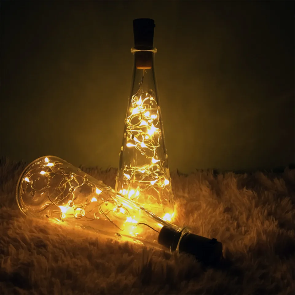 

20 LED Wine Jar Bottle Lights Cork Battery Powered Starry DIY Christmas String Lights For Party Halloween Wedding Decoracion