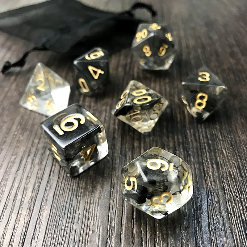 

Polyhedral Nebula 7pcs/Set for D&d Game and BAG rpg game dice set Purple Black