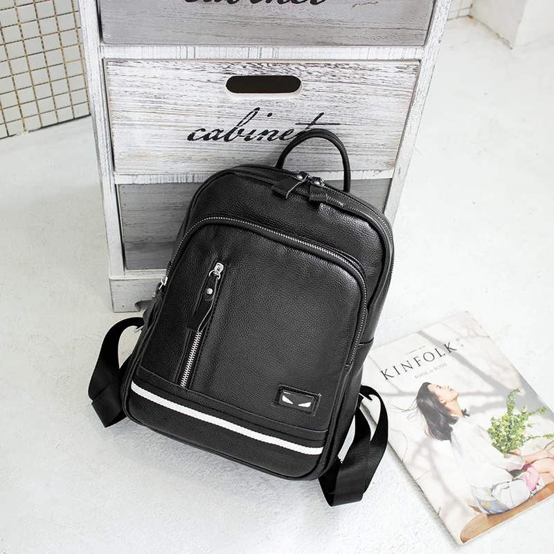 Genuine Leather Backpack Women Fashion School Bag Women College Travel Bag for Teenagers School Bags Mochila Sac A Dos Black QF Genuine Leather Backpack Women Fashion School Bag Women College Travel Bag for Teenagers School Bags Mochila Sac A Dos Black QF