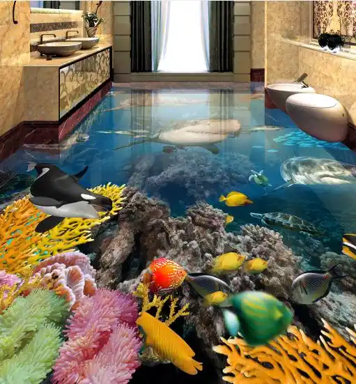 カスタマイズ 3d フローリング水中世界のサメフォト壁紙 3d 床タイル寝室リビングルーム浴室プール壁紙床 壁紙 Aliexpress