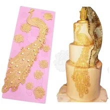 Luyou DIY Инструменты для тортов 3D павлин кружева силиконовые формы помадка для украшения торта инструменты с днем рождения украшения FM618