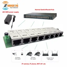 802.3af/at POE инжектор 8 портов 10/100 Мбит/с, 8 каналов, открытая рамка POE панель доска для IP камера ip-телефон протокол Wi-Fi точка доступа
