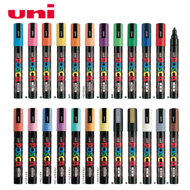 3 Pcs/Lot Mitsubishi Uni Posca PC 5M Paint Marker Medium Tip 1.8mm 2.5mm 17 colors available Art
