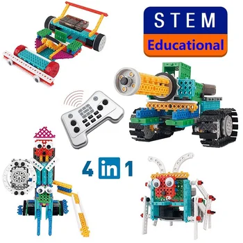 

4 in 1 DIY Robot Blocks 237Pcs RC Tank Robot Building Block Model Creative Science Learning Educational Toys STEAM Kit Kids Gift