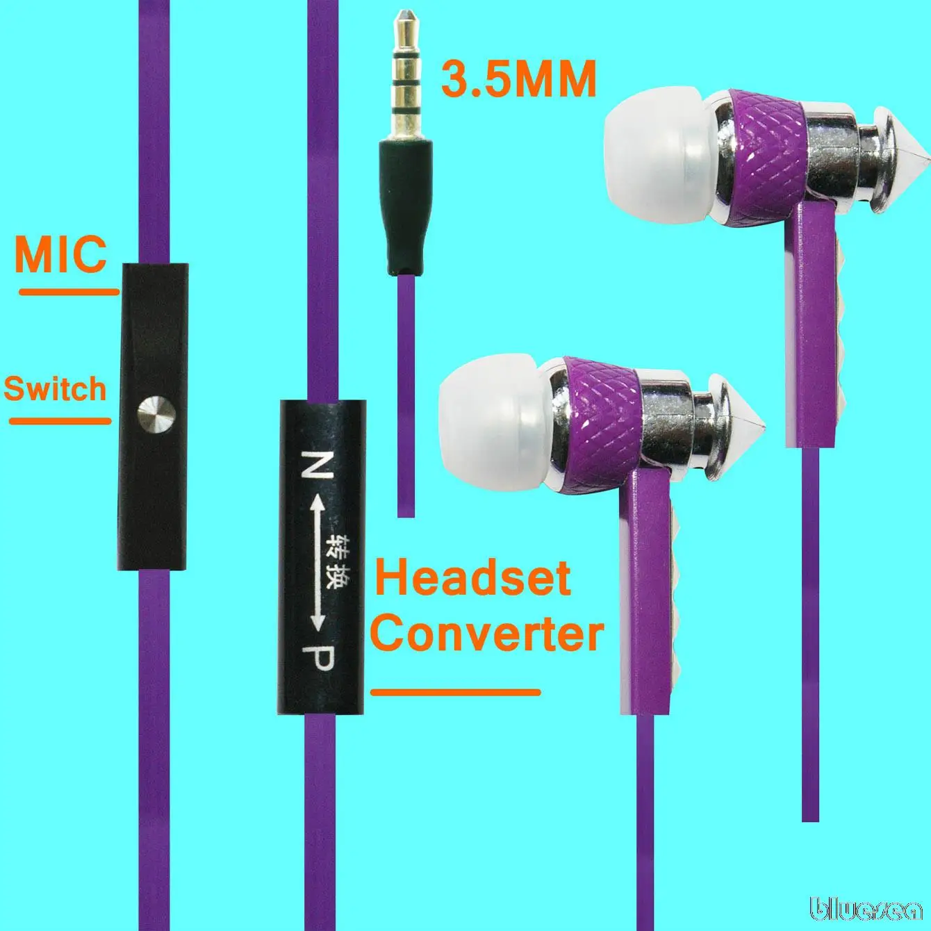 3.5mm Purple Stereo Music Headset Headphone Earphone in Ear For HTC ZARA DESIRE 601 ZETA |