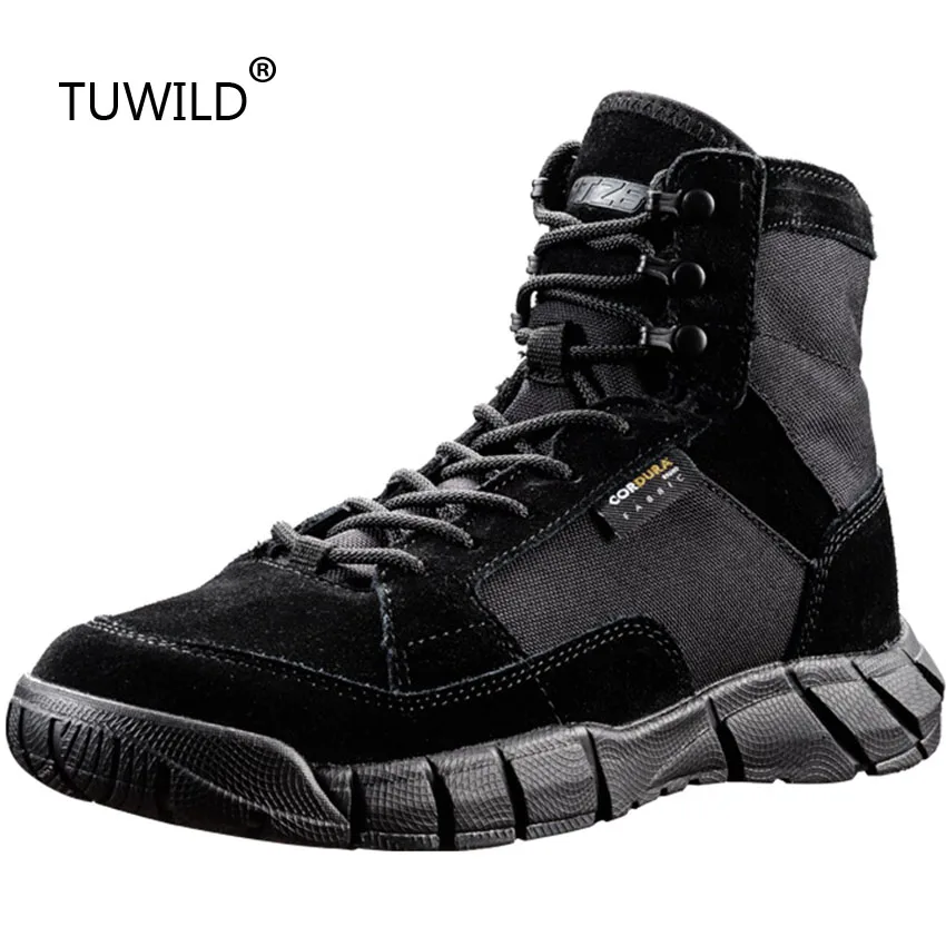 New special forces ultra light military boots outdoor light army fan tactical boots desert combat jungle hunting hiking shoes - Цвет: black