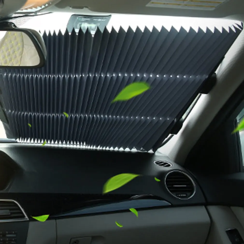 

Car Sunscreen Insulation Sunshade Automatic Retractable Car Curtain Sunshade Summer Front Windshield Insulation Curtain