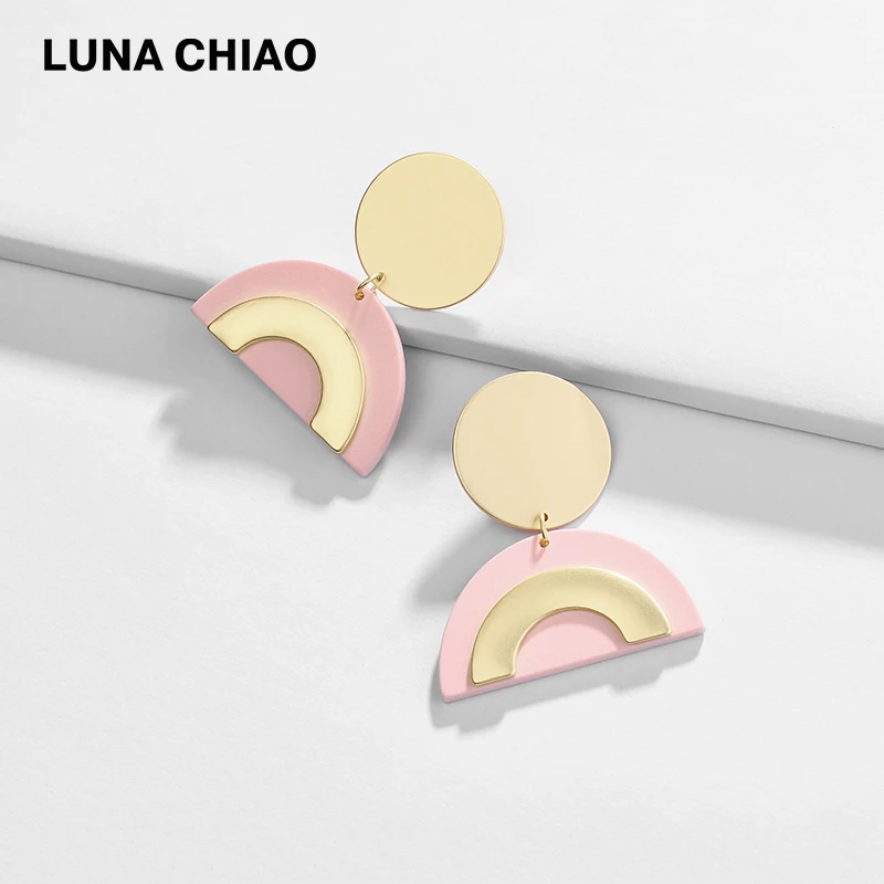 

LUNA CHIAO Fashion Jewelry Matte Color Coating Metal Drop Earring Acrylic Resin Dangle Earrings Boutique Bijoux for Women