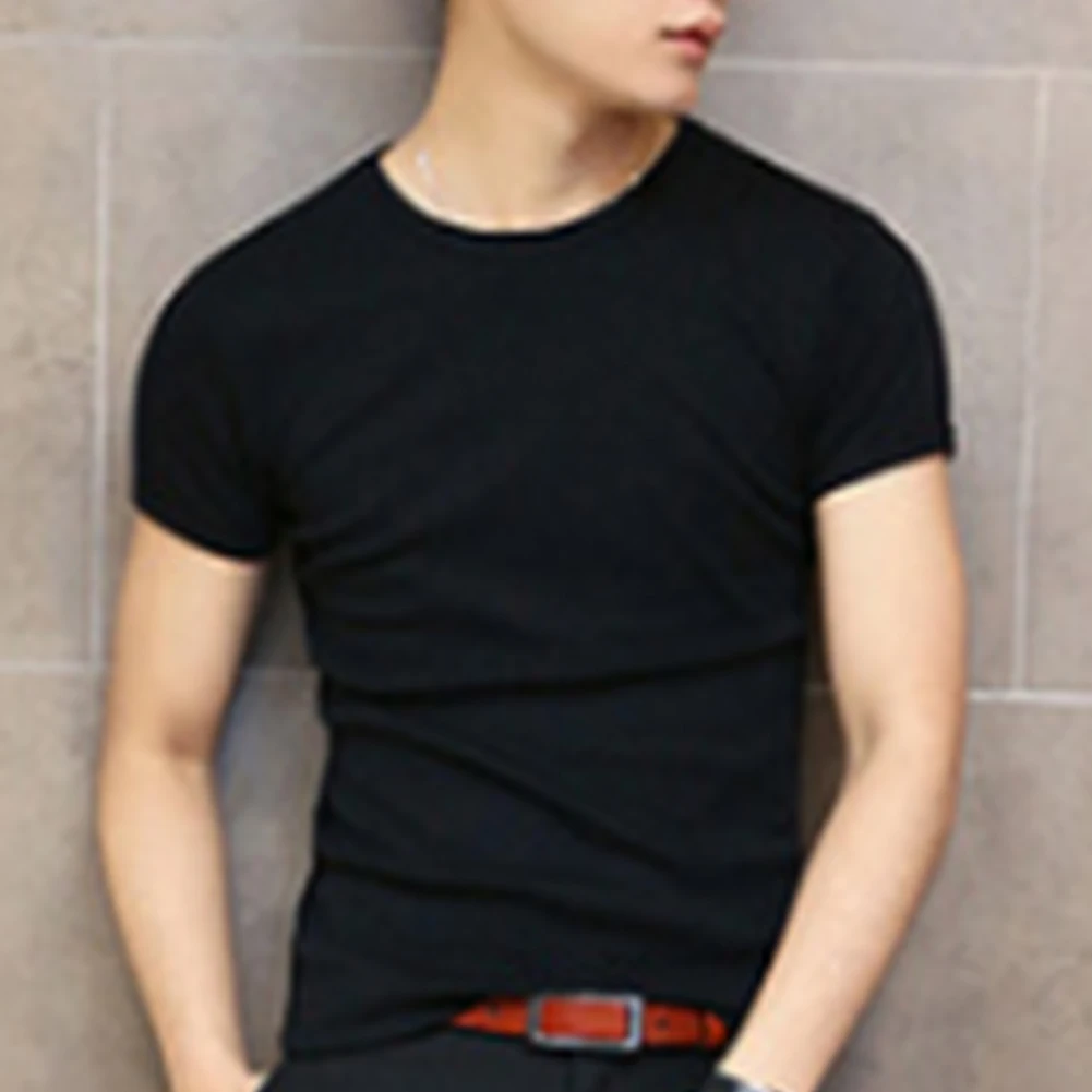 Solid Color Casual Slim Fit T-shirt Simple Summer Men Short Sleeve Round Collar Man Clothing Male Tops Shirt Solid Color Casual Slim Fit T-shirt Simple Summer Men Short Sleeve Round Collar Man Clothing Male Tops Shirt