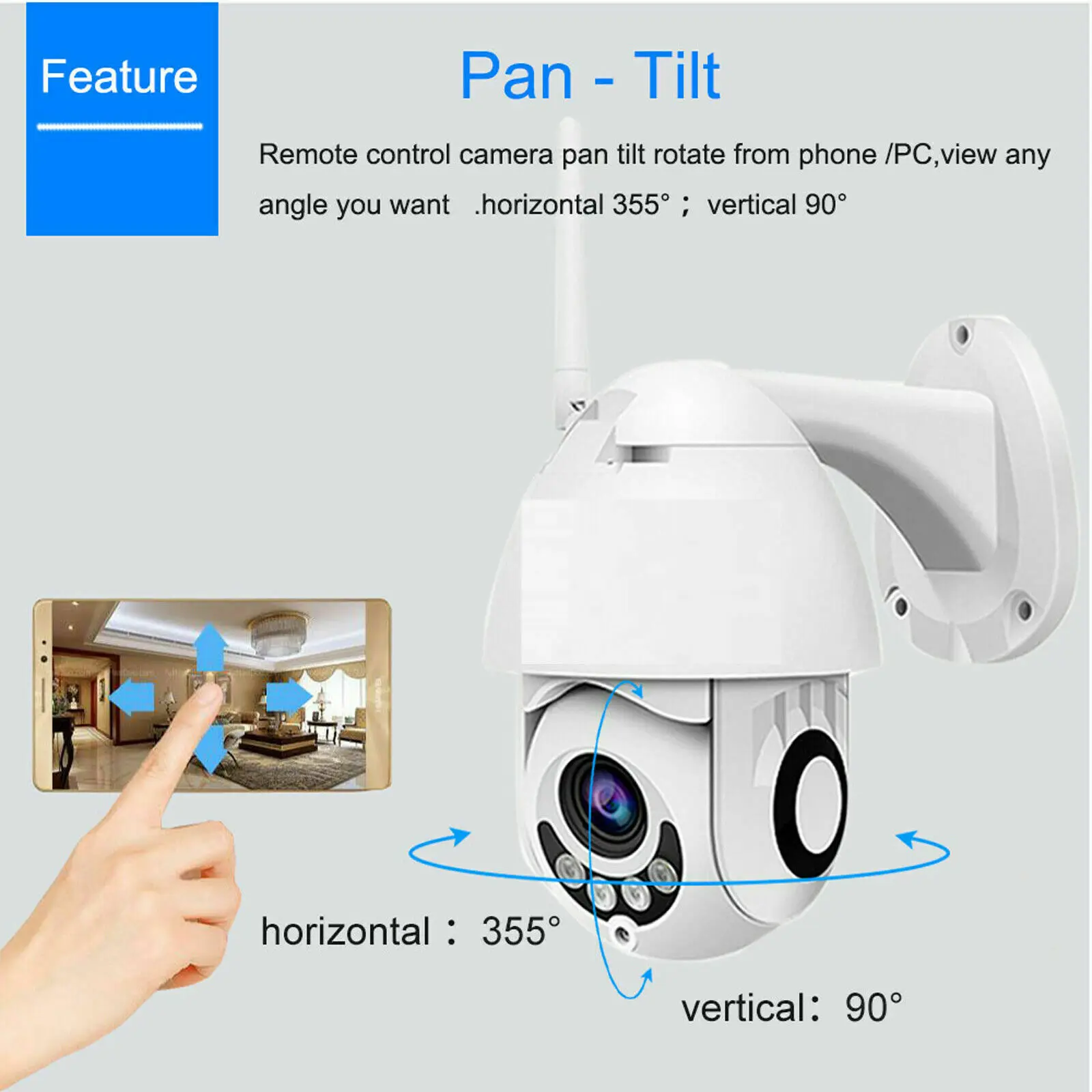 

Mini 1080P PTZ IP Camera Outdoor Wireless Wifi Security Camera IR Network CCTV Surveillance XMEye ONVIF P2P add 12V DC 32GB Card