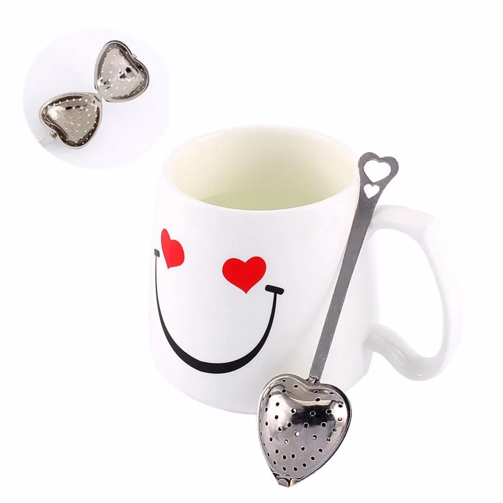 Heart Shaped Filter Tea Balls Stainless Steel Tea Strainers Oblique Tea