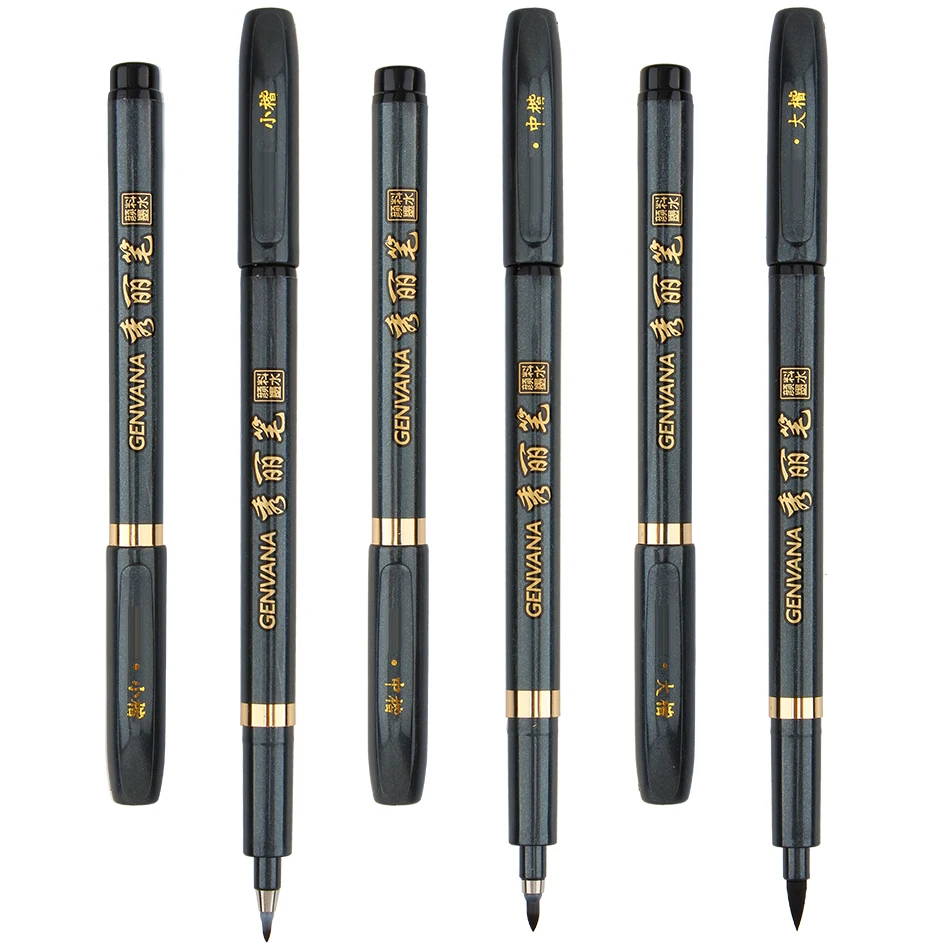 

1 Pcs Fashion Chinese Black Calligraphy Brush Pen Size 2/2.5/3.5mm Pen Nib S M L gel pen free shipping