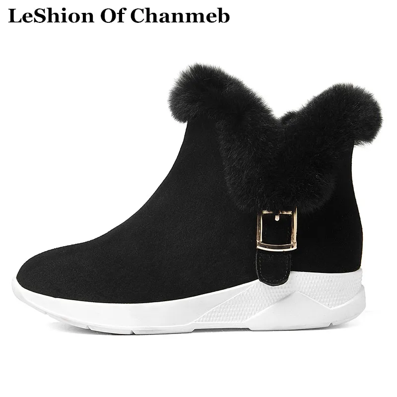 Nobuk Forrado 2018 Mujer Piel Nieve De Zapatillas Real Cálido Plataformas Black brown Invierno Boots Cuero Botines Boots Botas Conejo Ankle Snickers Ew4xpq