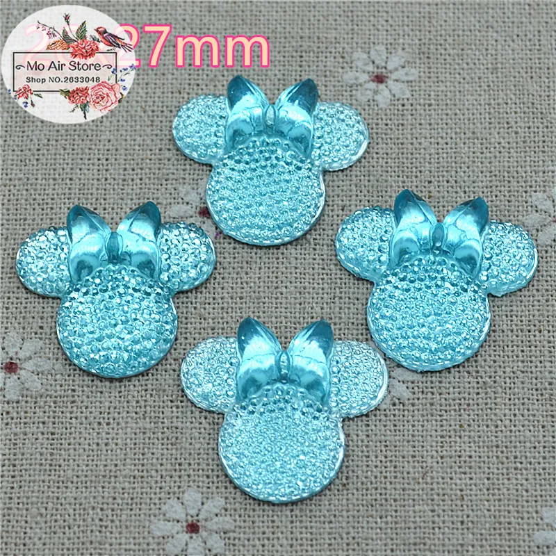 

Light blue Minnie Mouse With Bow Cabochon Resin Flatback Scrapbooking For DIY craft 26x27mm 20PCS