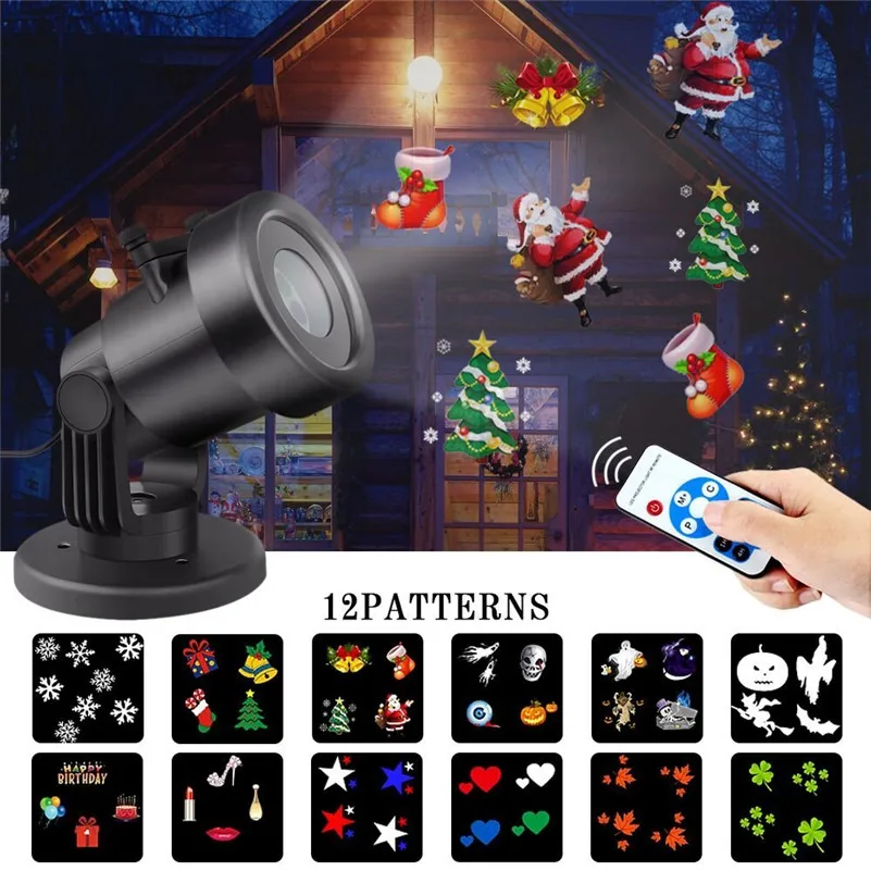 

Holiday Projector Light with 12 PCS Switchable Patterns Waterproof Projection Light for Indoor and Outdoor Party Decor