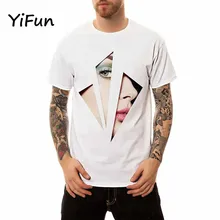 YiFun 2018 New Summer Men’s O-neck Girl Face 3D Print T-shirt Boy Casual Short Sleeve Cotton Tee Plus Size S-4XL YM010