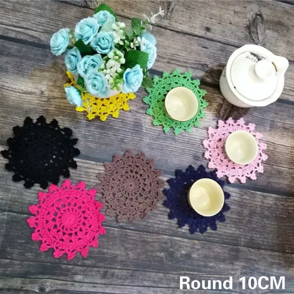 

10CM Round Vintage Colorful Cotton Table Cloth Wedding Doily Tablecloth Lace Handmade Crochet Dining Mat Christmas Home Decor