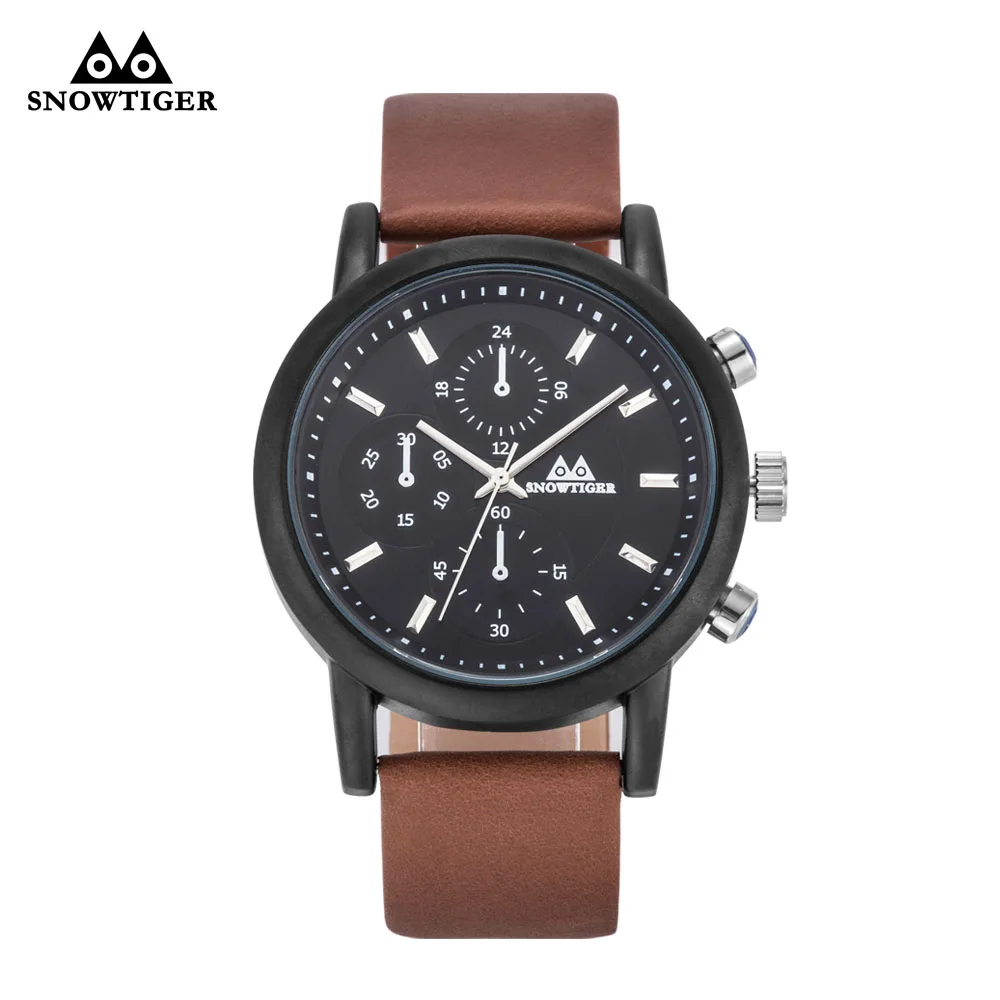 

2019 Snowtiger Casual men Watches Brand Luxury Leather Men Military Wrist Watches Men Black Watch Relogio Masculino