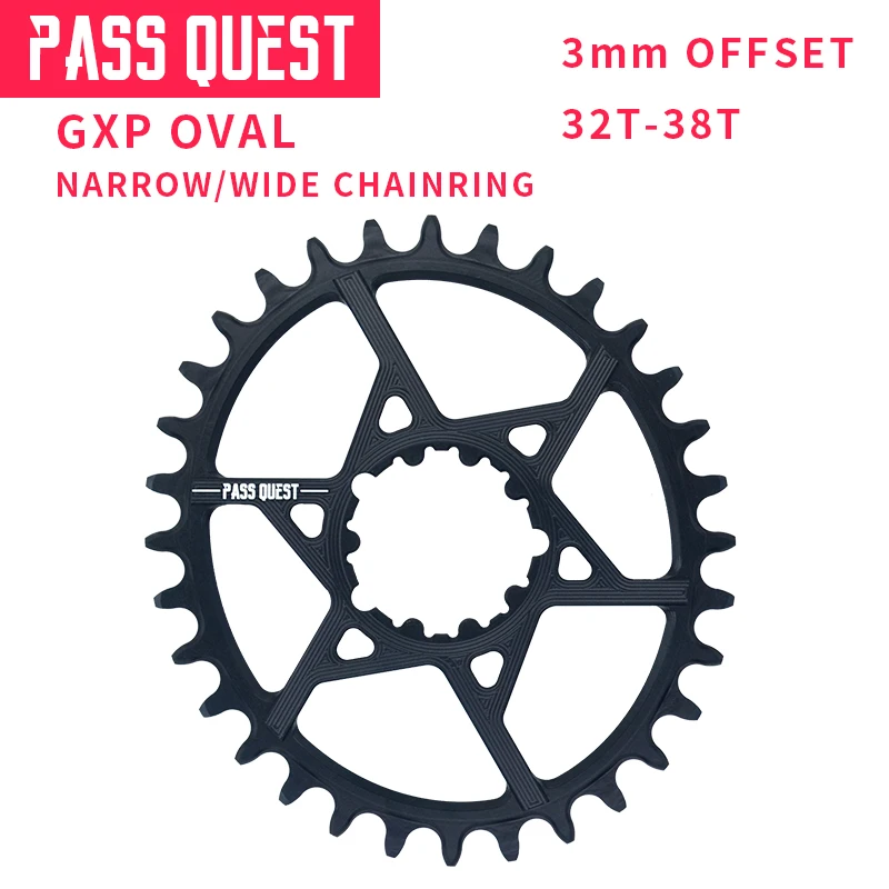 

PASS QUEST GXP MTB Oval Narrow Wide Chainring 32T-38T 3mm Offset Mountain Bike Chainwheel for SRAM gx xx1 eagle Bicycle Crankset