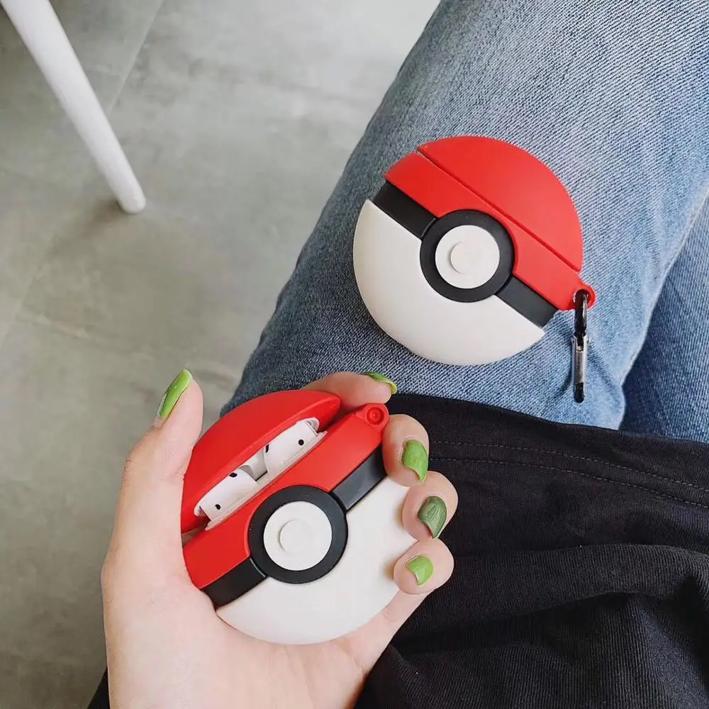 

Bluetooth Earphone Case Wireless Charging Box Silicone Cases for AirPods 1 2 Headphone Pokemons Spirit Ball Protective Cover
