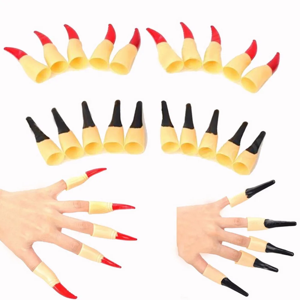 

JETTING 10pcs Ghost Nail Cover Nail Sets Zombie Fake Fingers Witch Nail Set Cover Halloween Witch Ghost