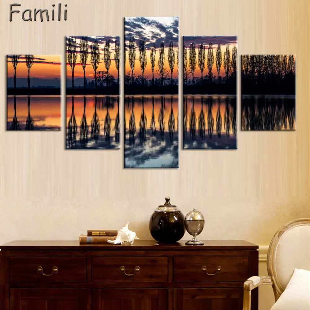 

5Pcs Lake And Dolomites Nature Landscapes in Italy canvas fabric Poster wall art Room Decor Home Decoration,quadro decorativo