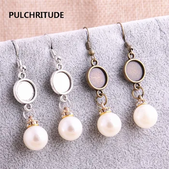 

PULCHRITUDE Metal Fashion Earing Pendant 10pcs/lot Cabochon Base Fit round 10mm Dia Hand Made Diy Jewelry Making C1219