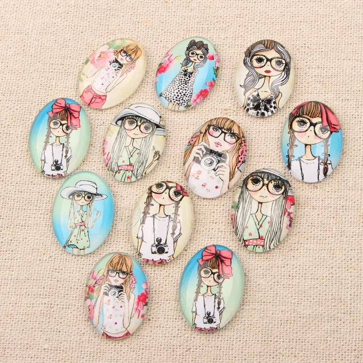 Овальный стеклянный кабошон 13*18 мм 18*25 мм|cameos findings|glass cabochonoval glass cabochon |