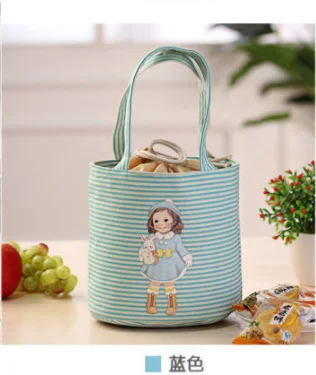 Водонепроницаемая японская изоляционная утолщенная кукольная сумка bento, Студенческая Портативная сумка для обеда, Термосумка для продуктов, сумка для льда - Цвет: Синий