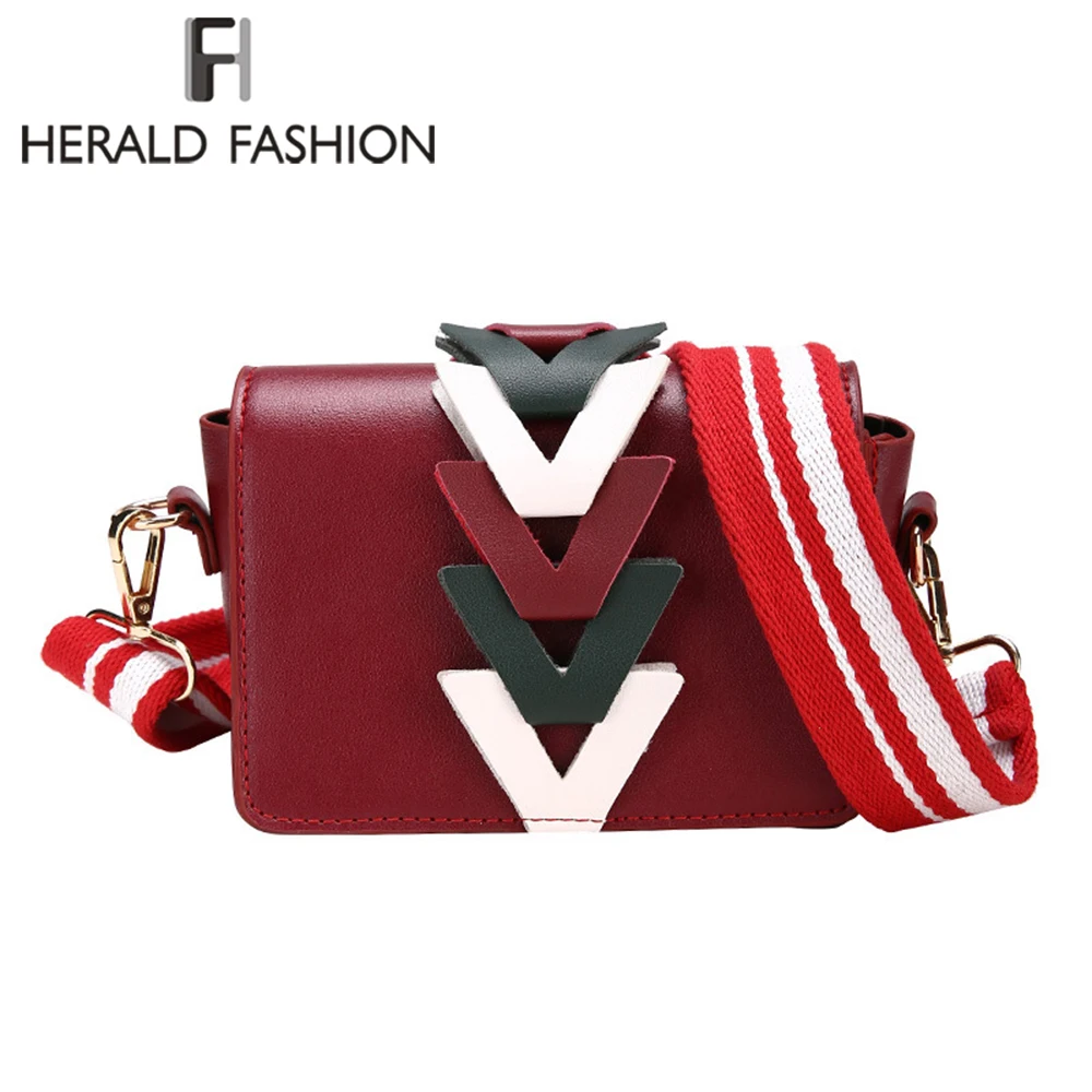 Herald Fashion Mini Flap Bag with Wide Strap PU Leather Women Shoulder Bag Casual Crossbody Bag ...