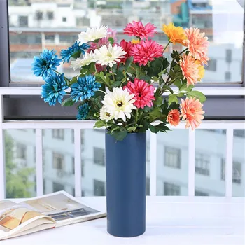 

10Pcs Fake Long Stem Gerbera (5 heads/bunch) Simulation Cosmos Gerberas for Wedding Home Decorative Artificial Flowers
