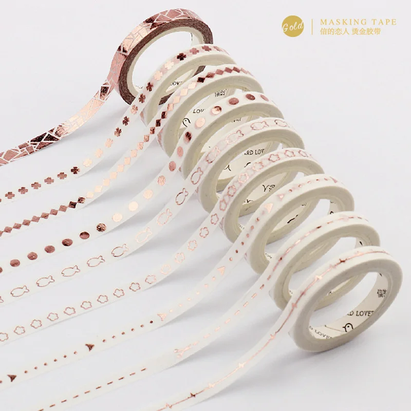 

5mm*5m flower gilding slim washi tape DIY decoration scrapbooking planner masking tape adhesive tape label sticker stationery
