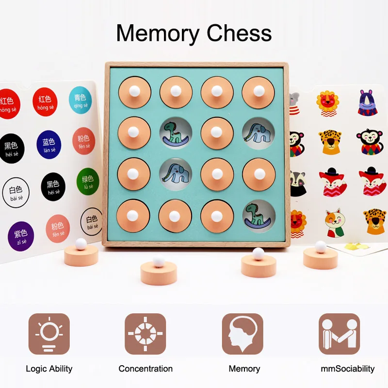 

Funny Memory Match Chess 3D Wooden Puzzles Kids Logical Thinking Game Educational Toys Family Party Game Children Birthday Gifts