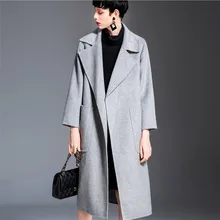 Women Autumn Winter Thick Warm Woolen Coats 2018 High Quality Double Side Cashmere European Long Wool Coat V1019 yuoomuoo new women wool coat autumn winter medium long female cashmere coat european style ladies warm casual grey woolen coats