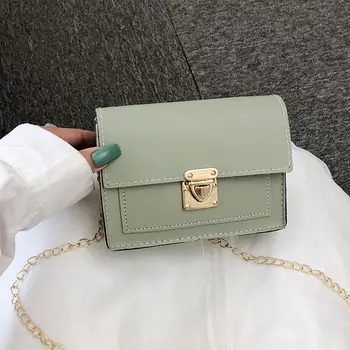 

Women Cross Body Bag PU Leather Handbags High Quality Solid Color Chain Hasp Shoulder Bags Messenger Bag Phone Bags #20