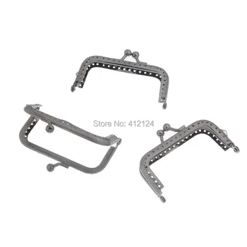 

Kiss Clasp Lock Purse Bag Metal Rectngle Frame Handbag Handle Findings Gunmetal 8.5x5.1cm 10Pcs