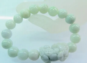 REAL shippinbg 13382 Fine 13mm Chinese Rare Jade Bracelet / Charm Reseda Beads PIXIU |