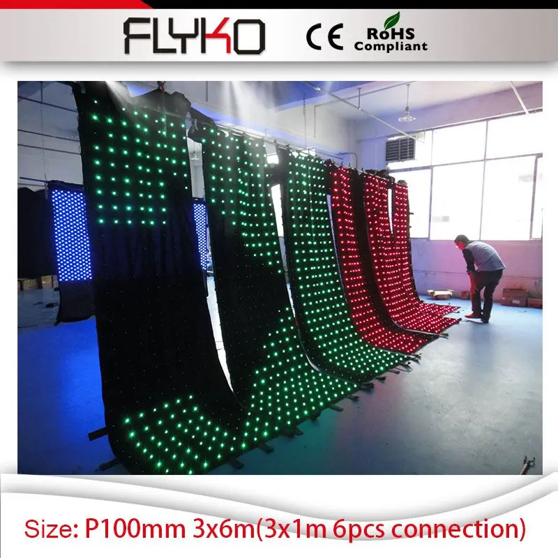 

6pcs 3m*1m small size led curtains connection photography photo light 3m*6m led video lights led stage curtain P10